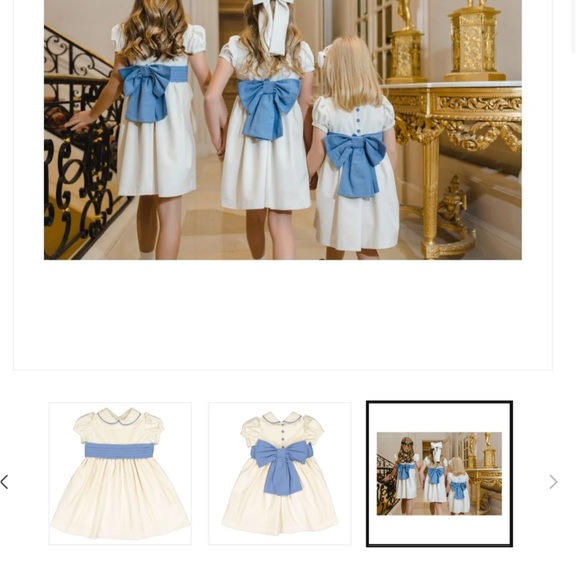 Sal & Pimenta Cream Velvet and French Blue Dress Holiday Perfect - Picture 5 of 9